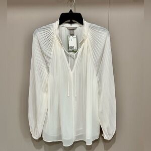 H&M white chiffon top Medium